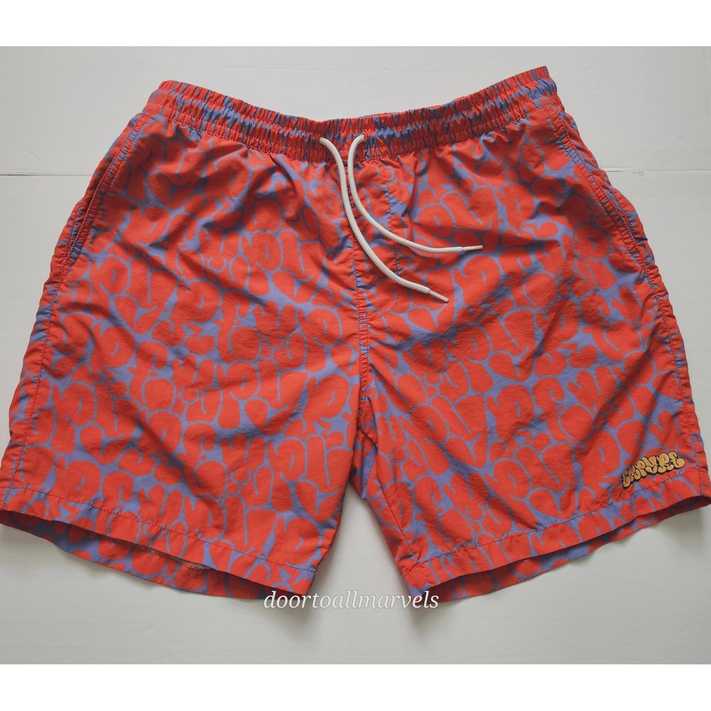 Empyre Men's L All-Over Logo Drawstring Pull On Swim Trunks Shorts